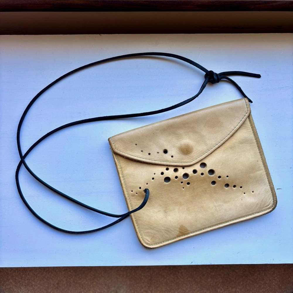 Love Adorned Vintage Deerskin Genuine Leather Pouch Necklace Crossbody Wallet
